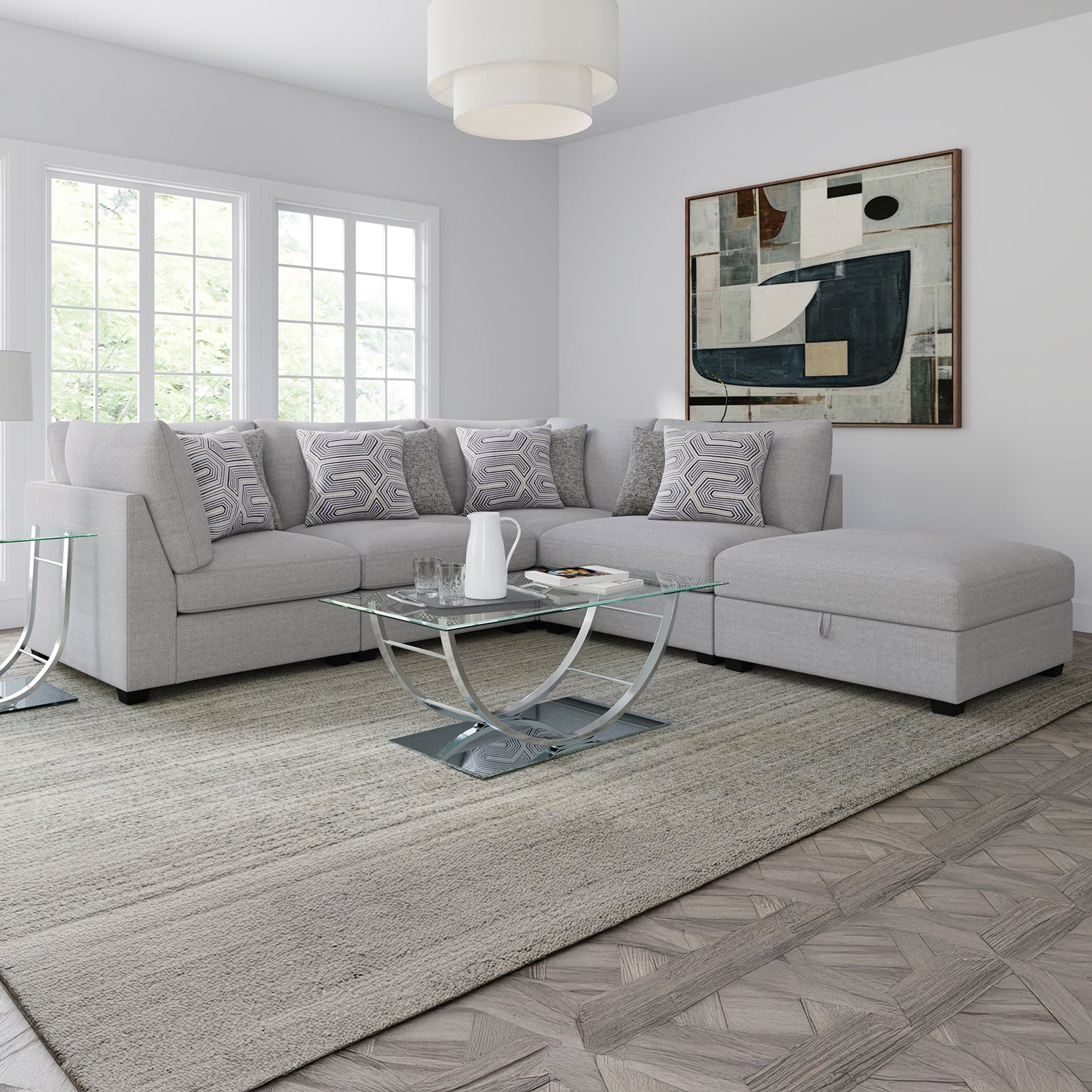 Gray 5-Piece Modular Sectional Sofa