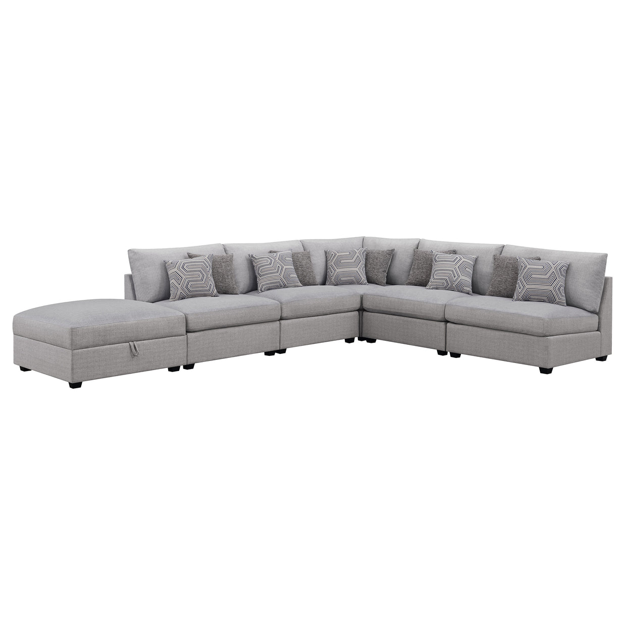 Gray 6-Piece Modular Sectional with Storage Ottoman