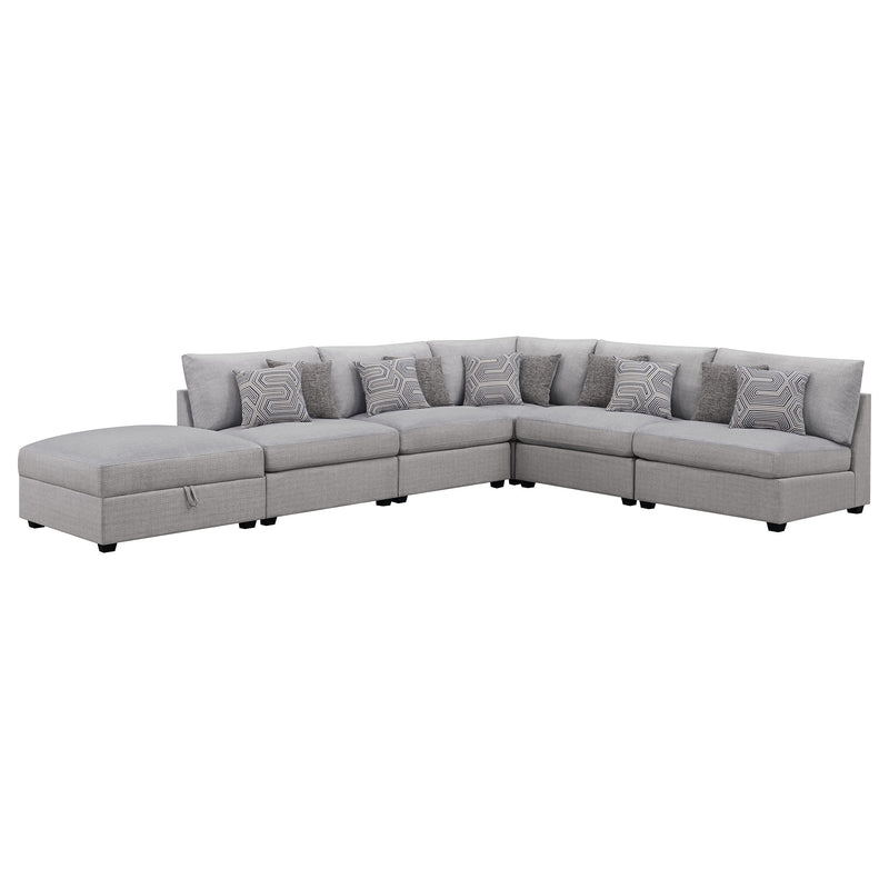 Gray 6-Piece Modular Sectional with Storage Ottoman