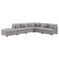 Gray 6-Piece Modular Sectional with Storage Ottoman