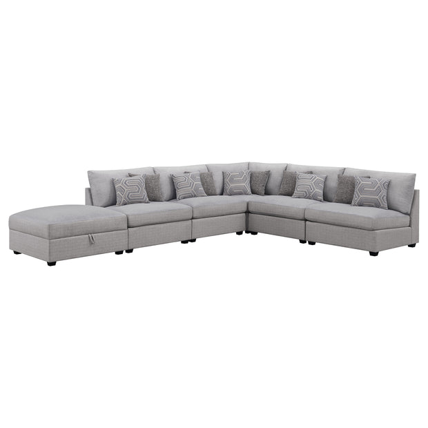 Gray 6-Piece Modular Sectional with Storage Ottoman