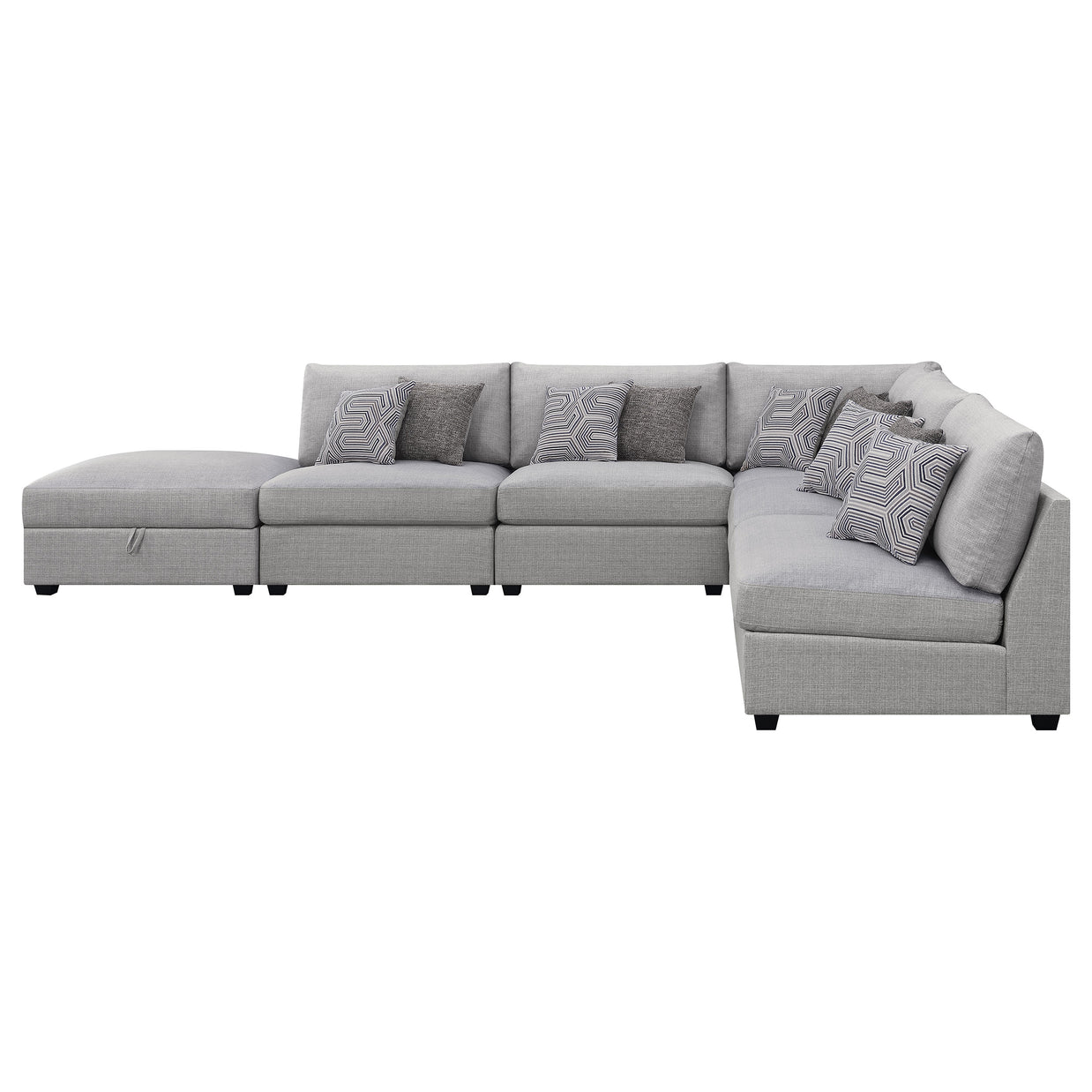 Gray 6-Piece Modular Sectional with Storage Ottoman