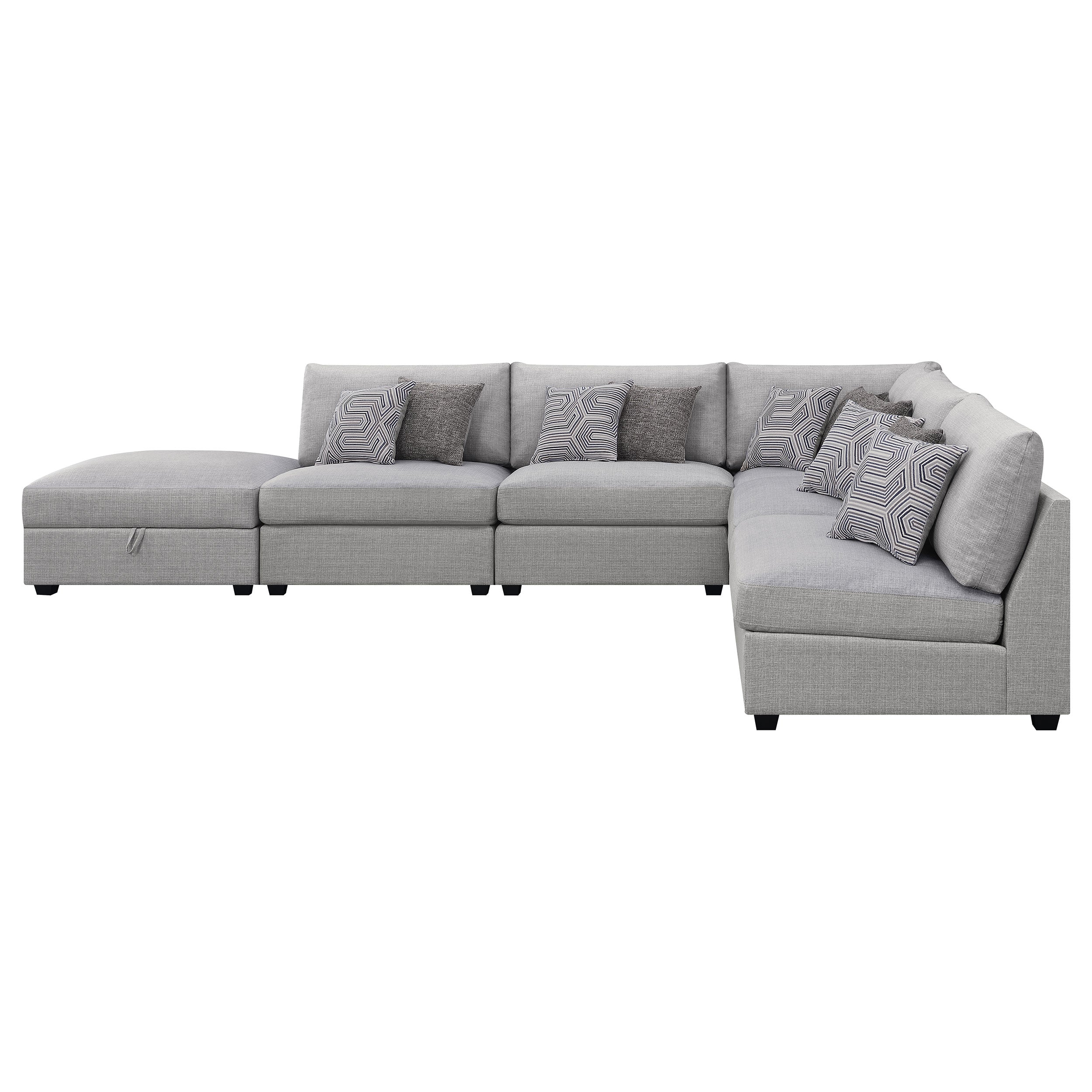 Gray 6-Piece Modular Sectional with Storage Ottoman