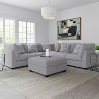 Gray 6-Piece Modular Sectional with Storage Ottoman