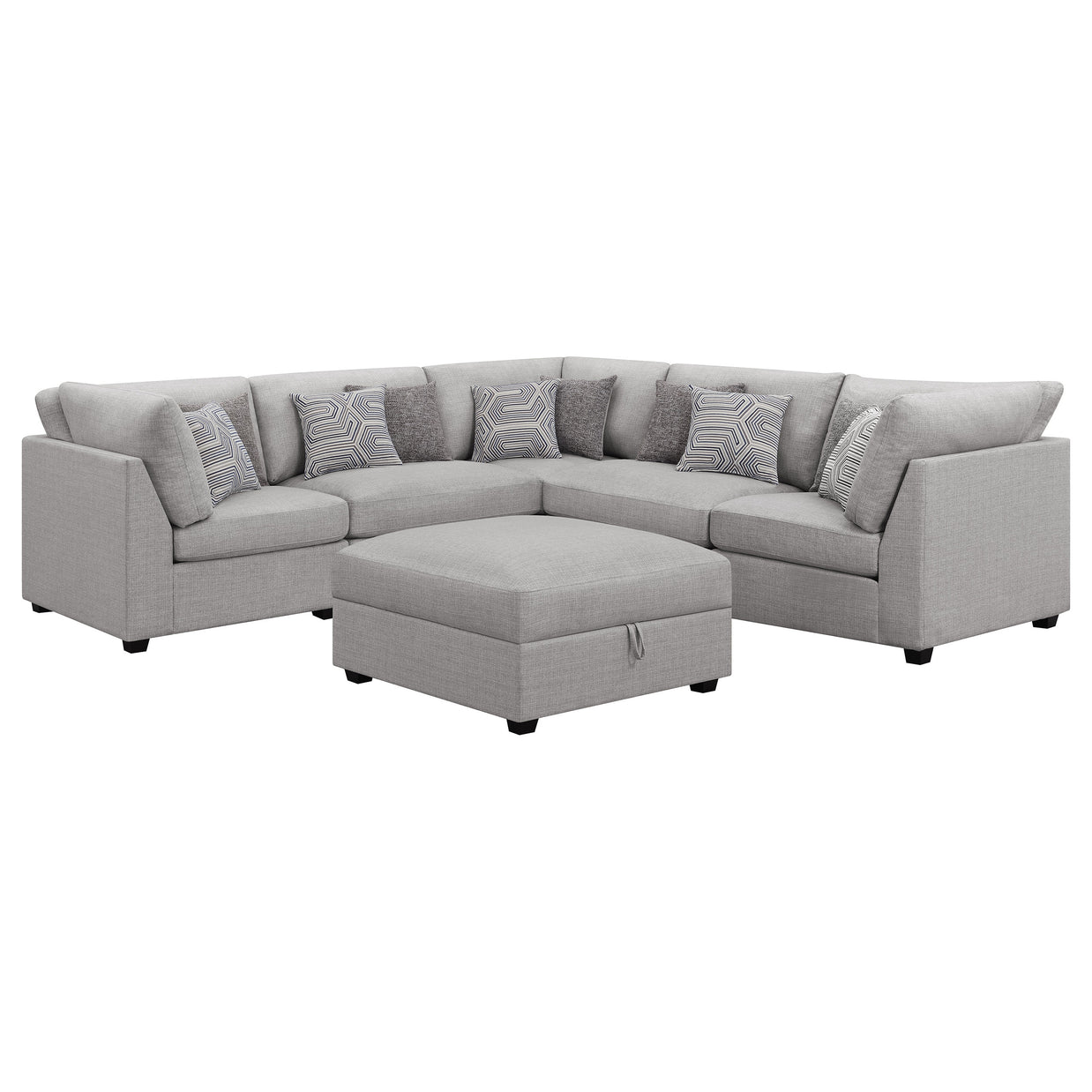 Gray 6-Piece Modular Sectional with Storage Ottoman