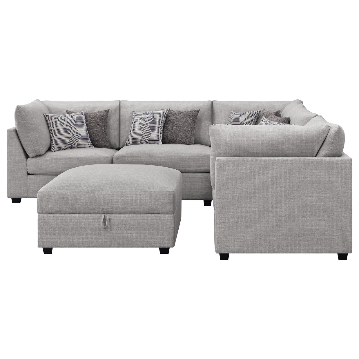 Gray 6-Piece Modular Sectional with Storage Ottoman