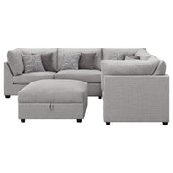 Gray 6-Piece Modular Sectional with Storage Ottoman