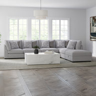 Gray 6-Piece Modular Sectional with Storage Ottoman