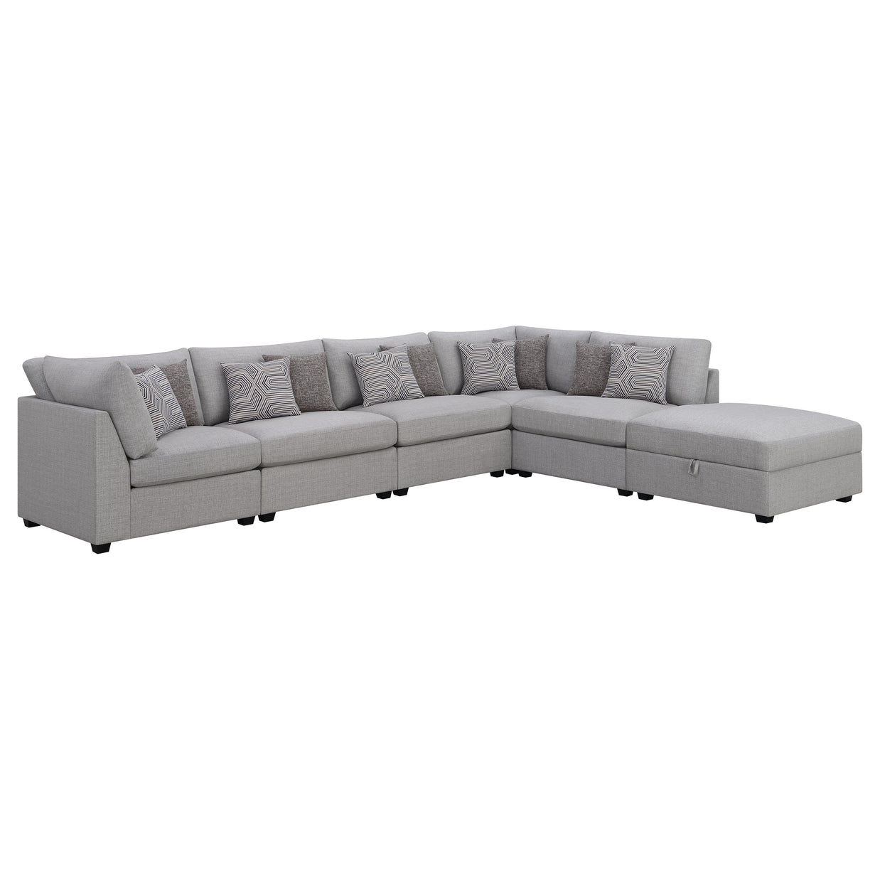 Gray 6-Piece Modular Sectional with Storage Ottoman