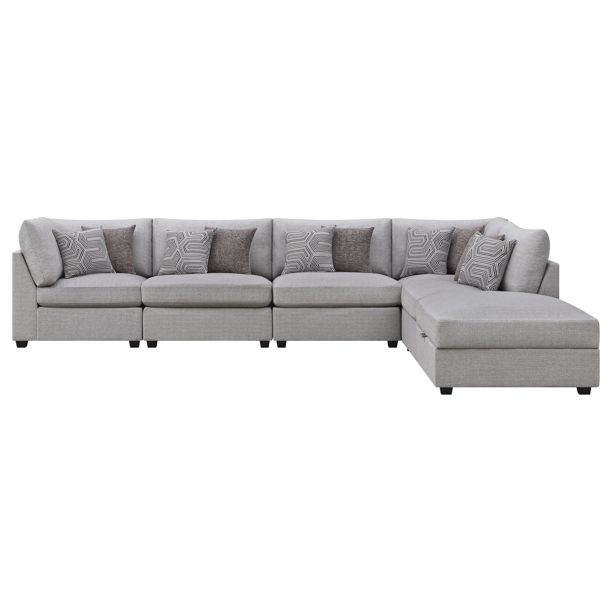 Gray 6-Piece Modular Sectional with Storage Ottoman