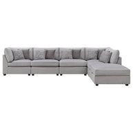 Gray 6-Piece Modular Sectional with Storage Ottoman