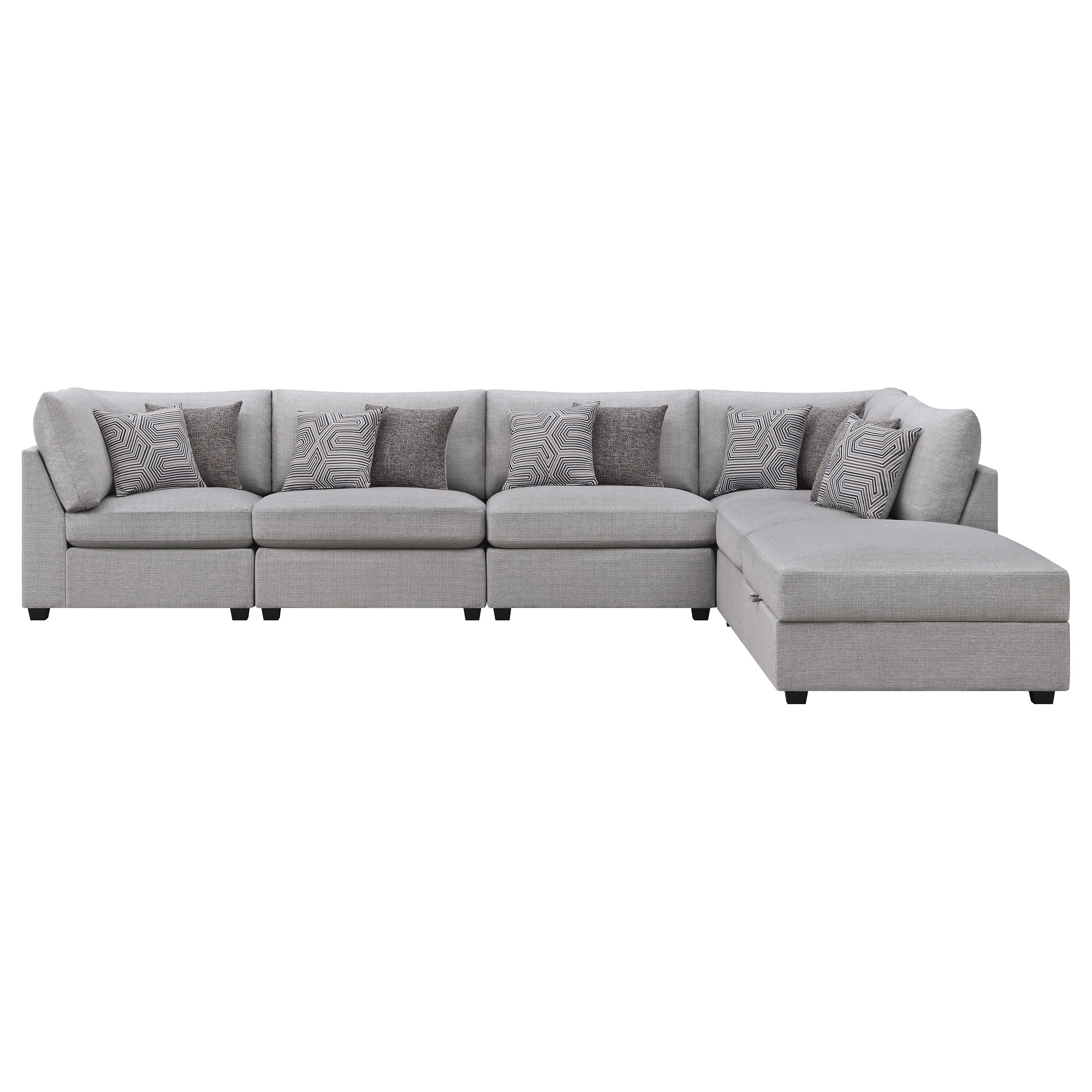 Gray 6-Piece Modular Sectional with Storage Ottoman
