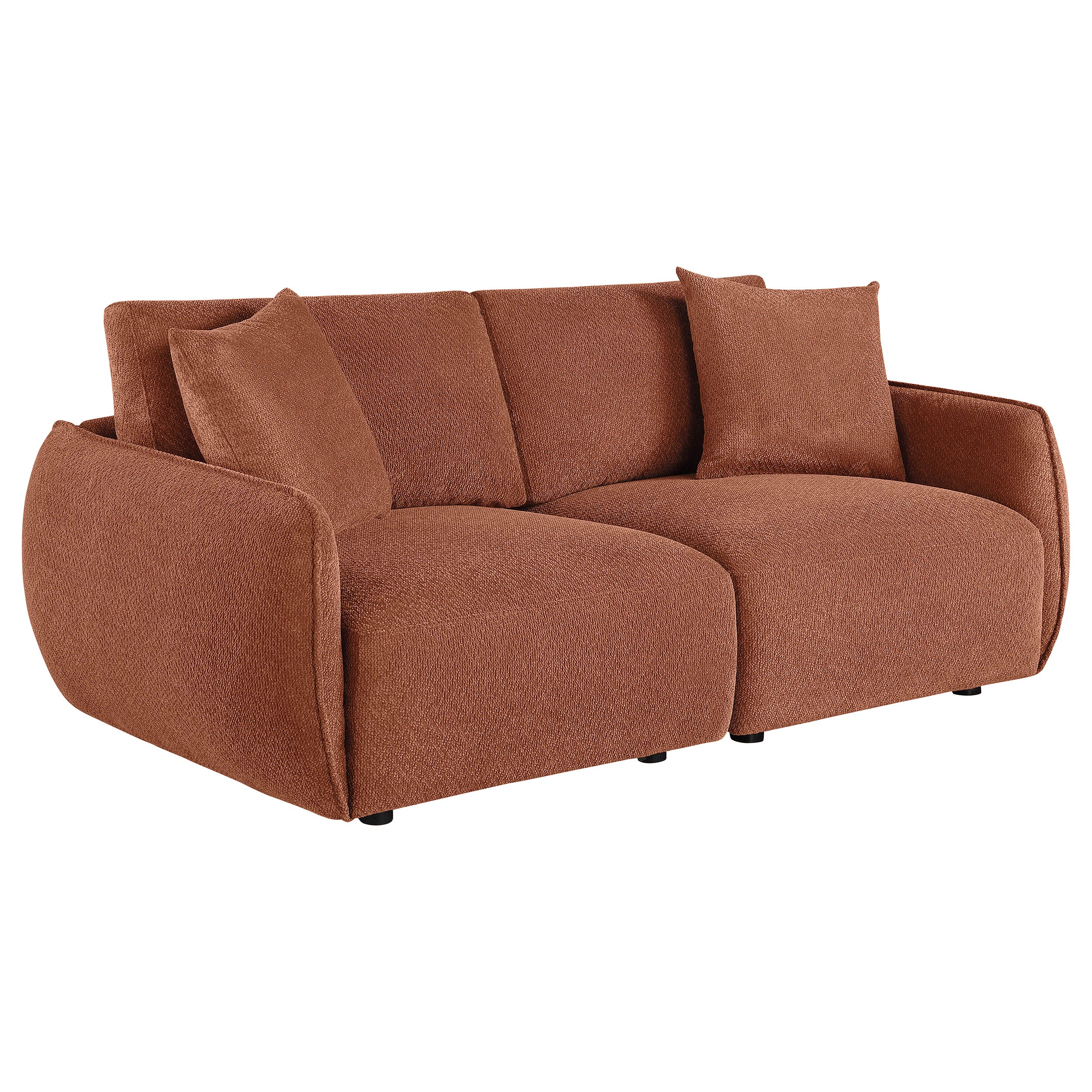 Orange Chenille Upholstered Lounge Loveseat