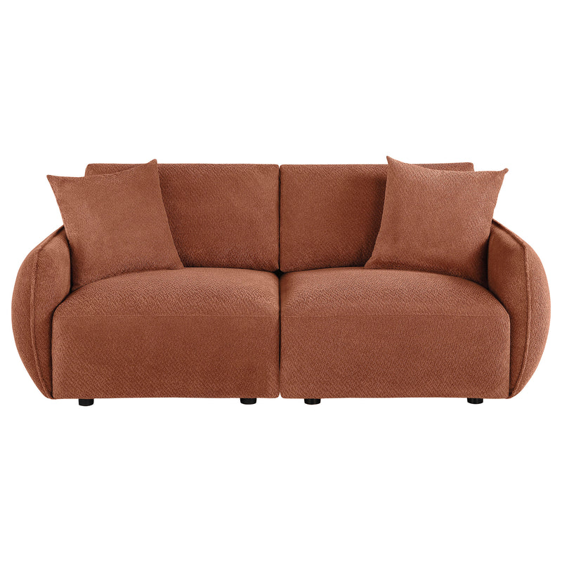 Orange Chenille Upholstered Lounge Loveseat