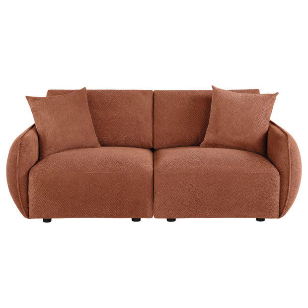 Orange Chenille Upholstered Lounge Loveseat