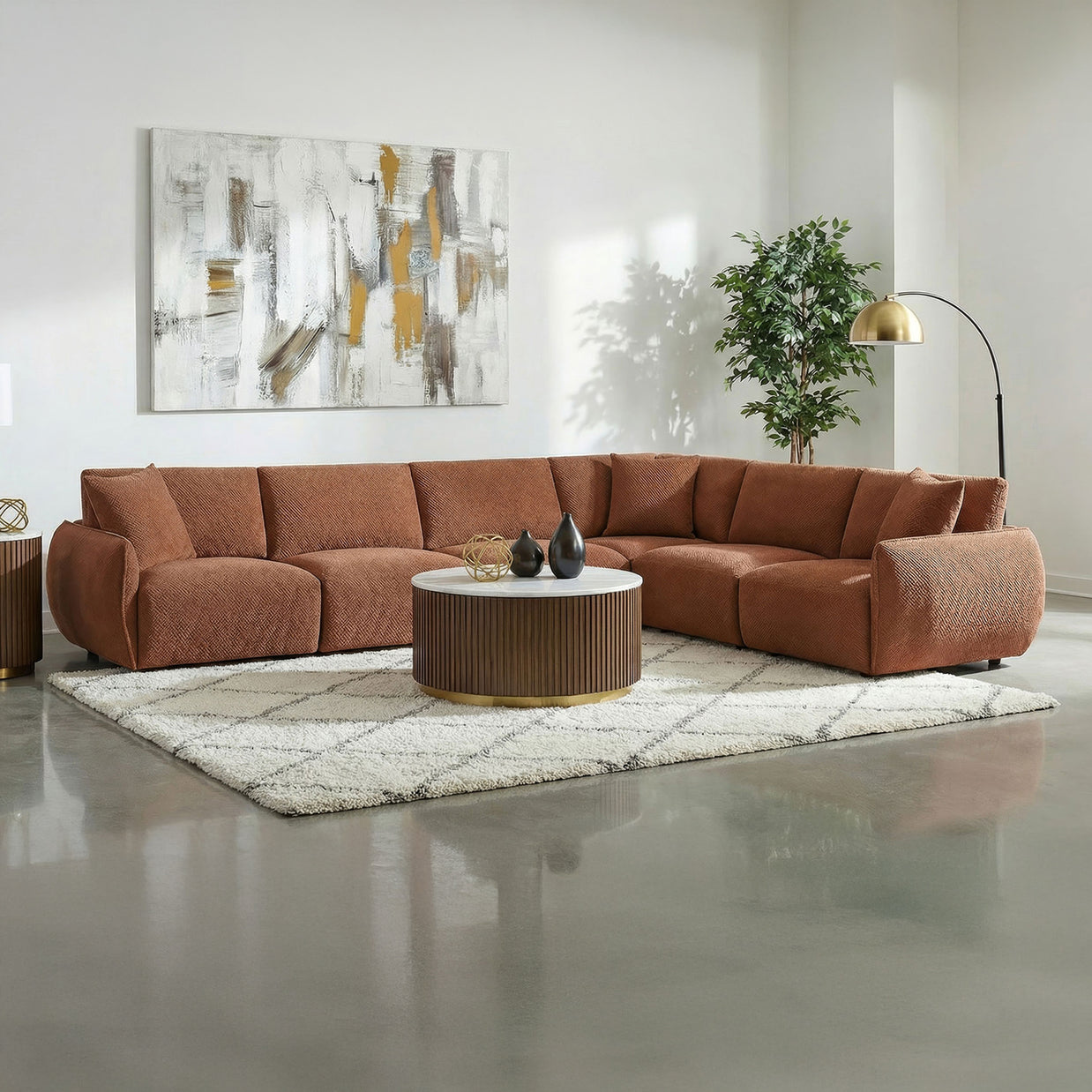 6PC Modular Chenille Sectional Sofa