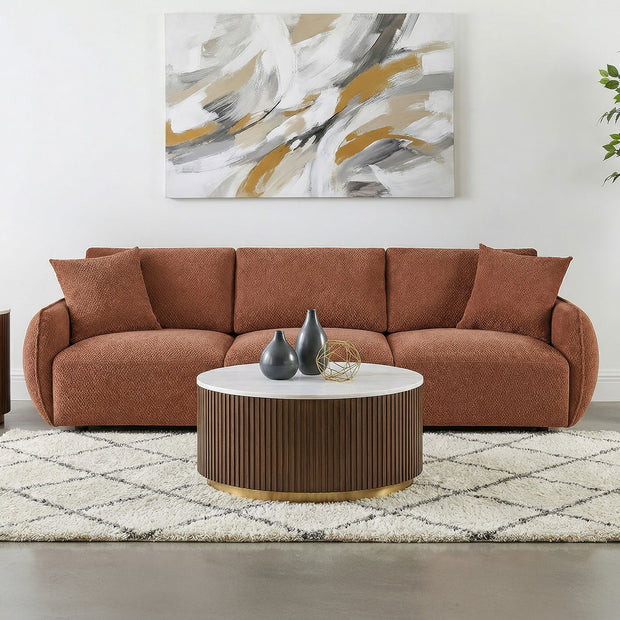 Orange Chenille Lounge Sofa