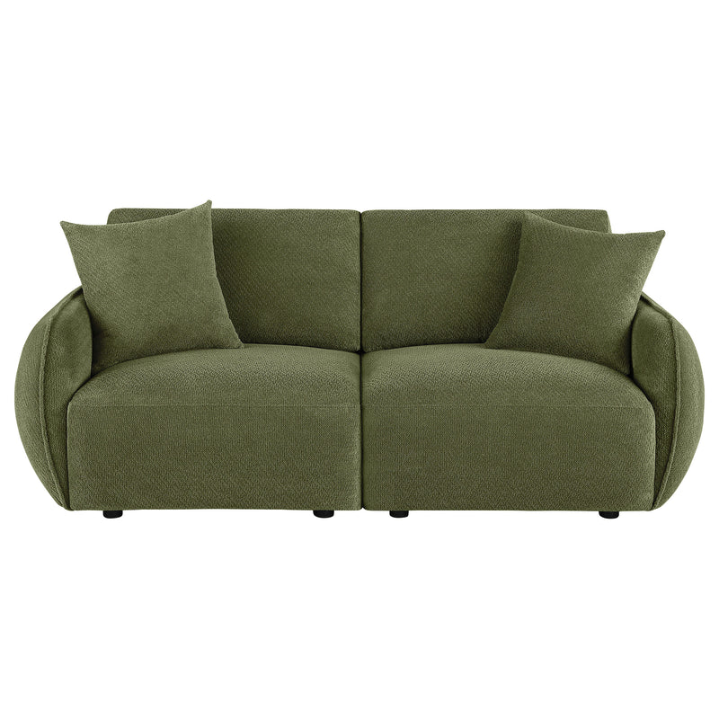 Olive Green Chenille Lounge Loveseat