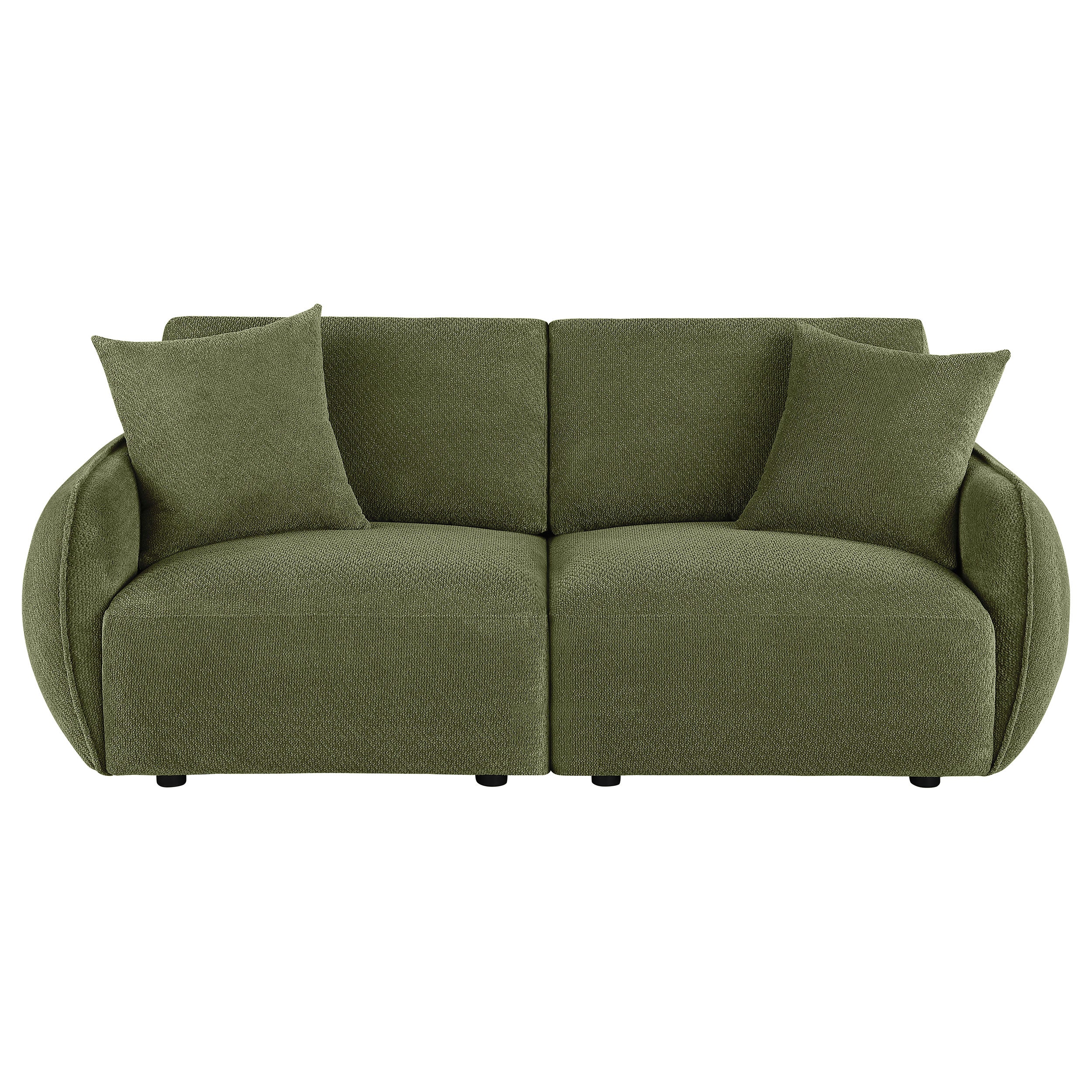Olive Green Chenille Lounge Loveseat