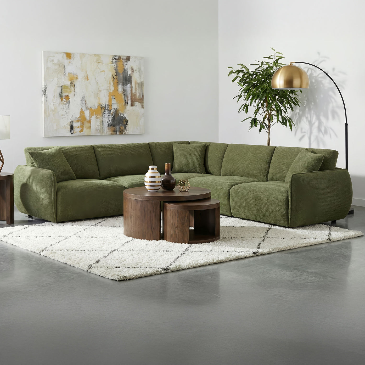 5PC Modular Chenille Sectional Sofa