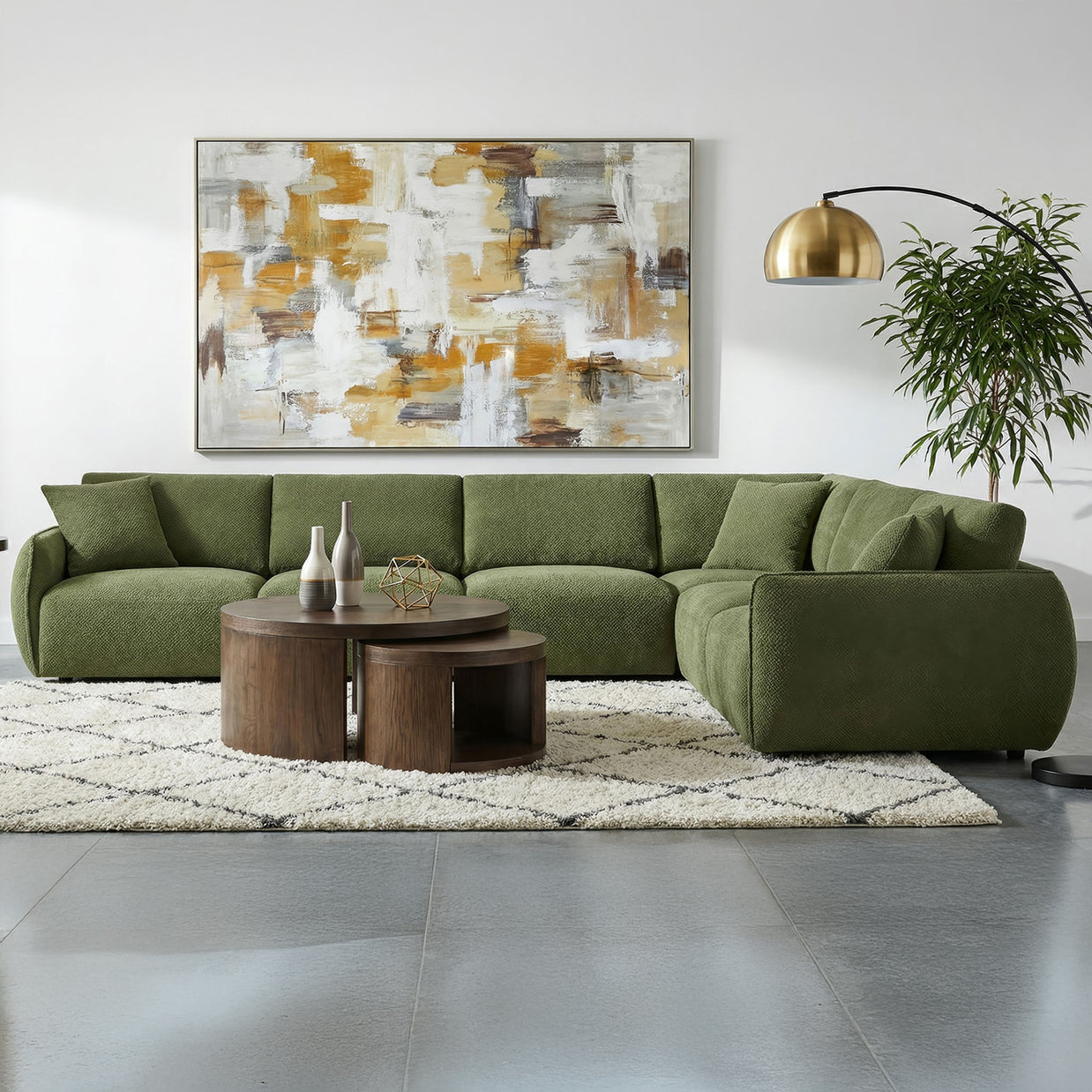 6PC Modular Chenille Sectional Sofa