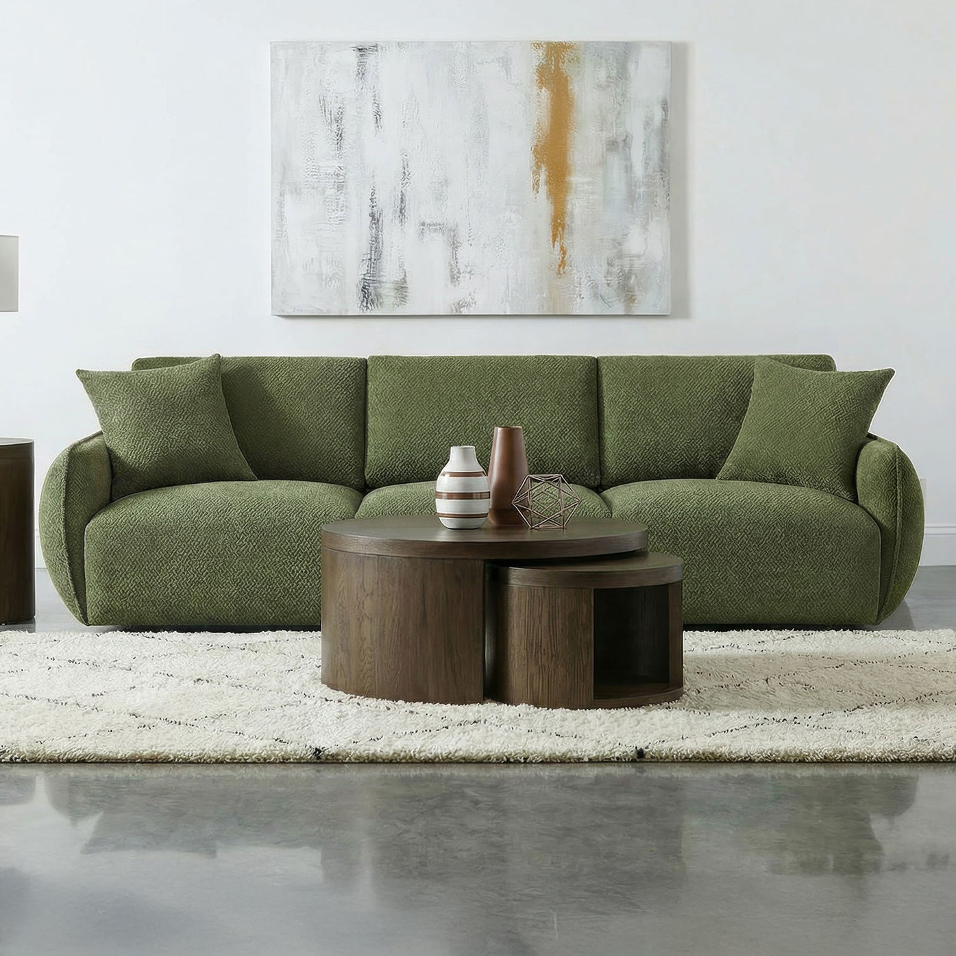 Olive Green Chenille Lounge Sofa