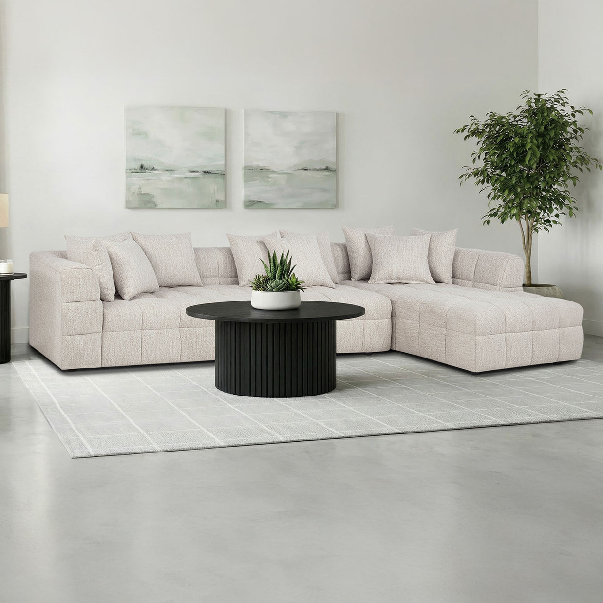 Ivory Modular Sectional Sofa with Chaise