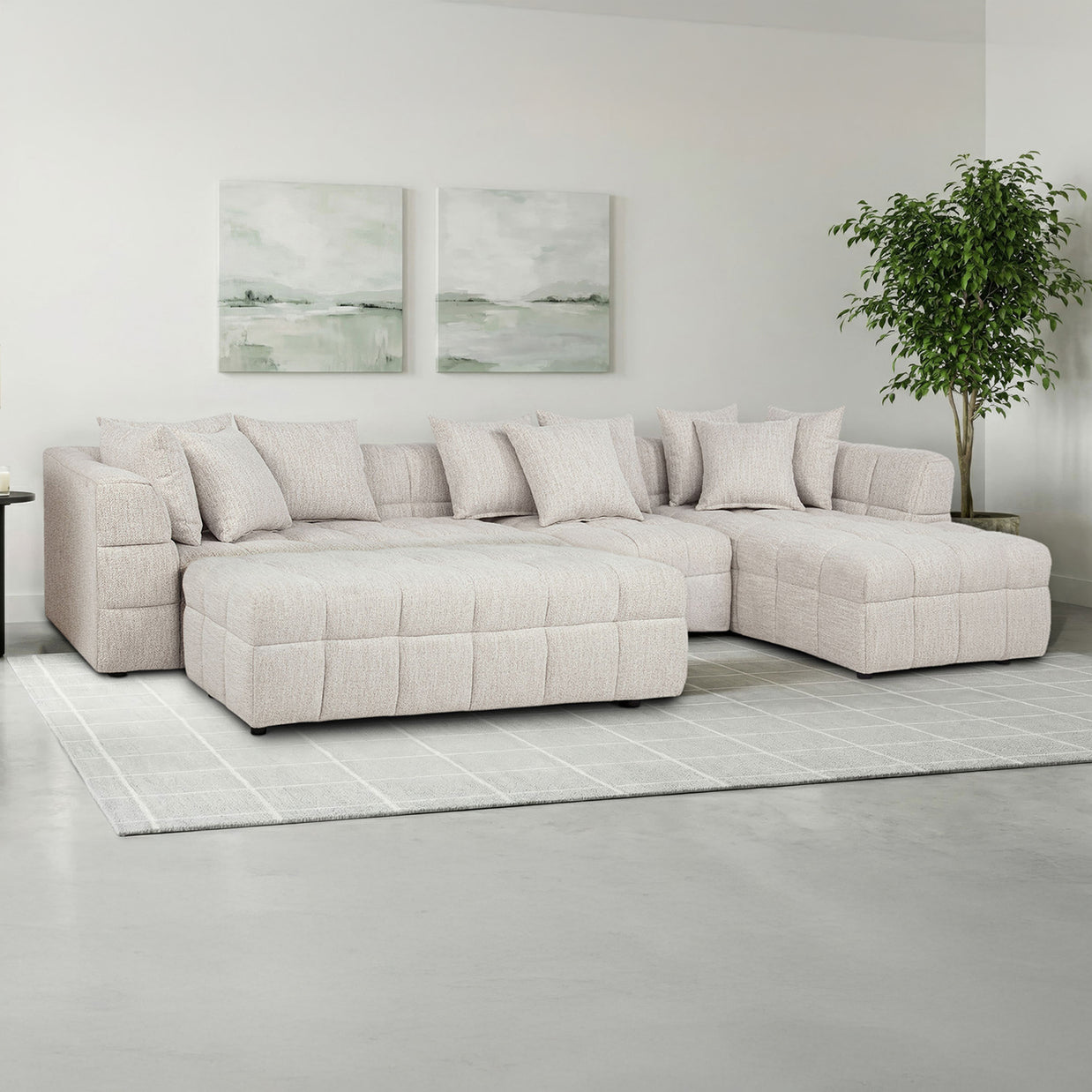 Ivory Modular Sectional Sofa with Chaise
