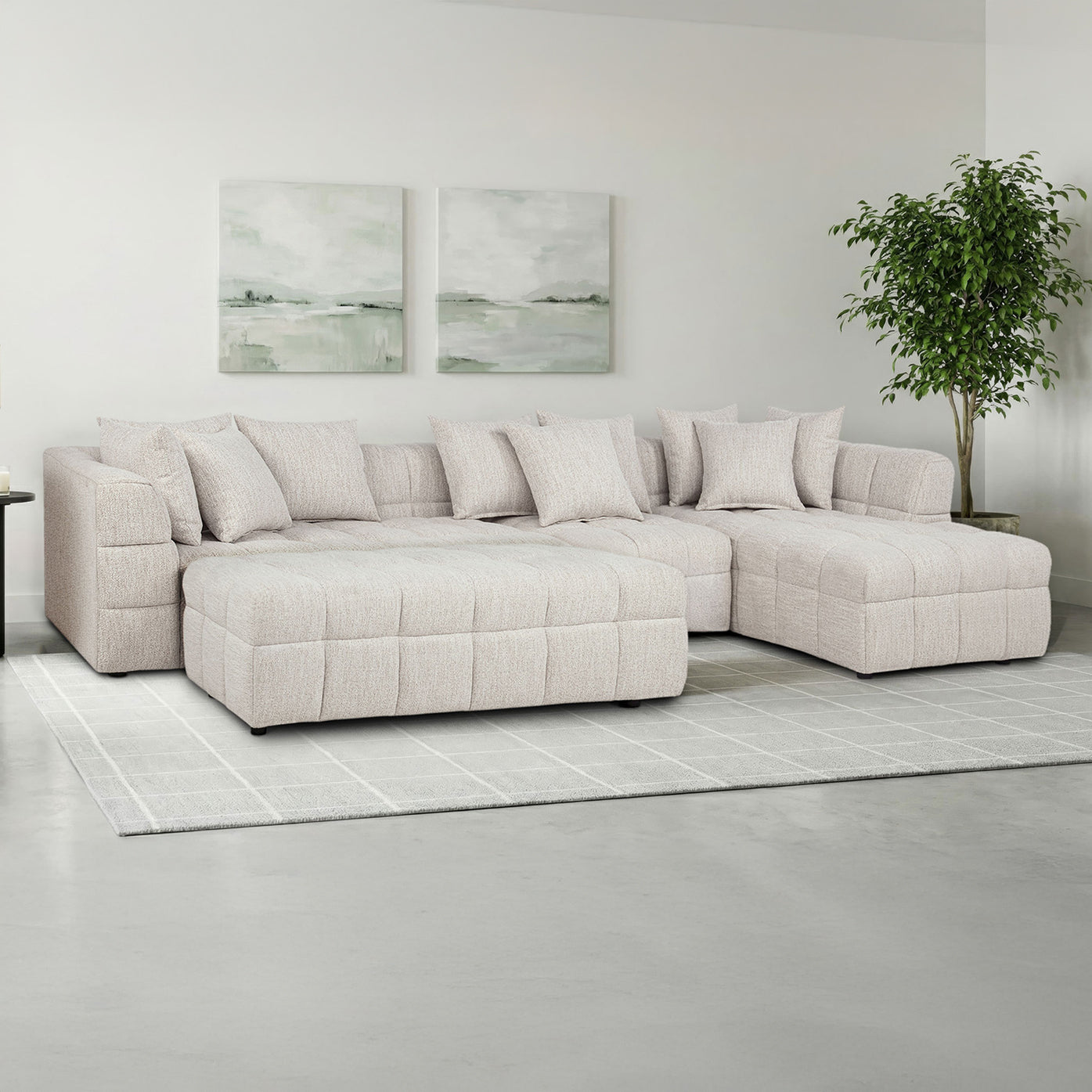 Ivory Modular Sectional Sofa with Chaise