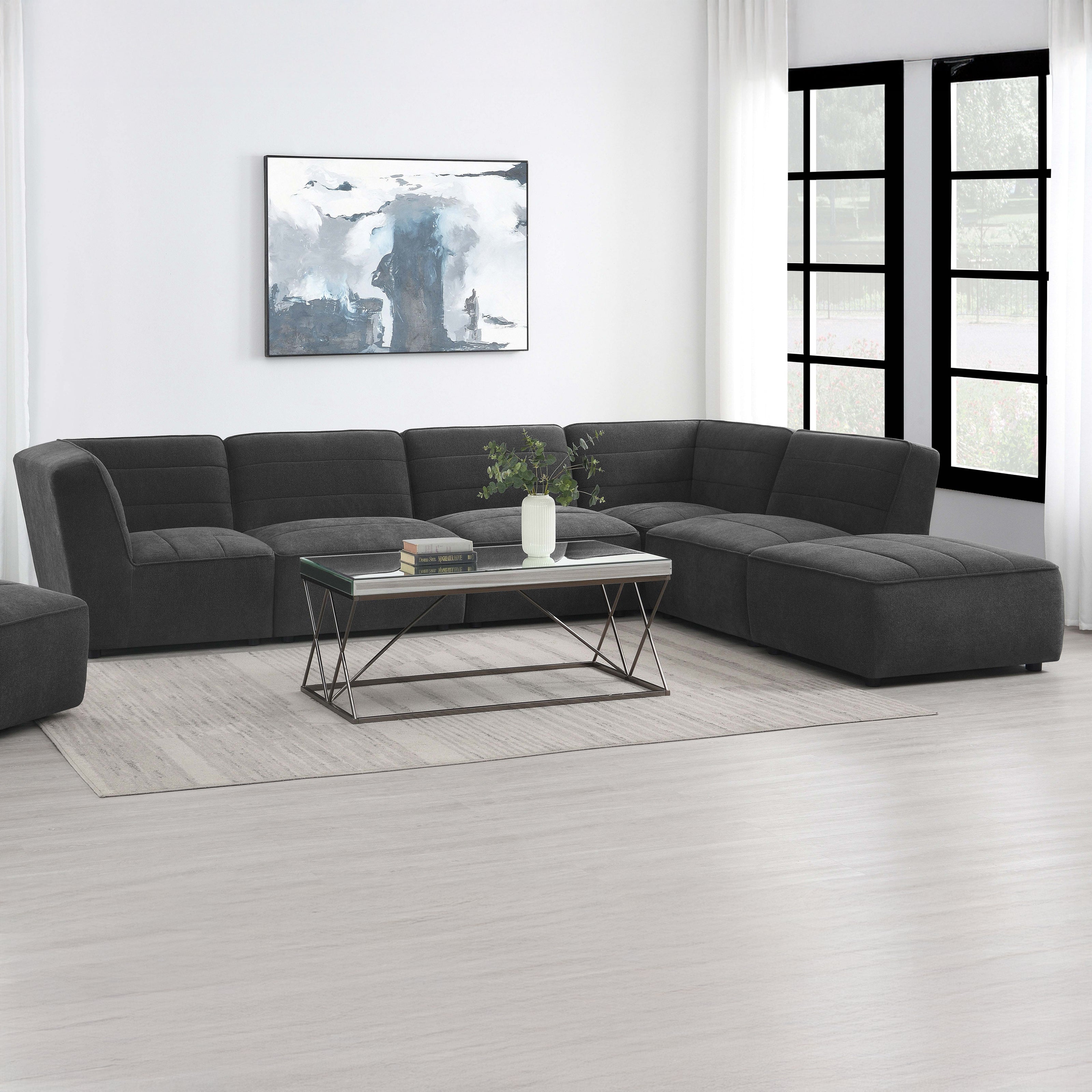 6-Piece Modular Upholstered Sectional Sofa with Ottoman