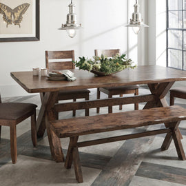 Nutmeg X-shaped Trestle Bench