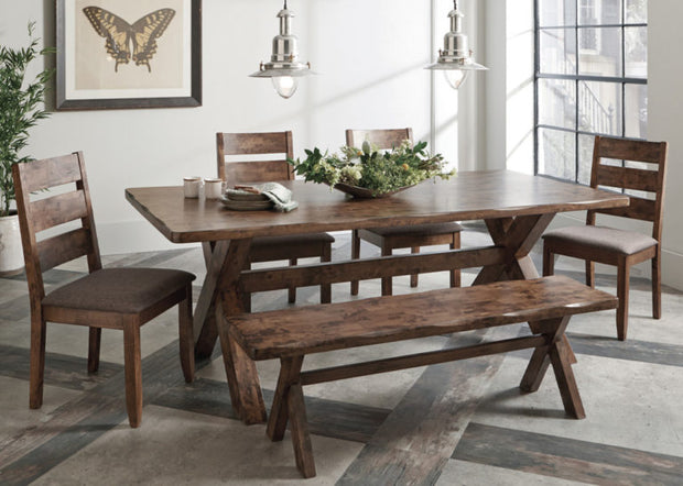 Nutmeg X-shaped Trestle Bench