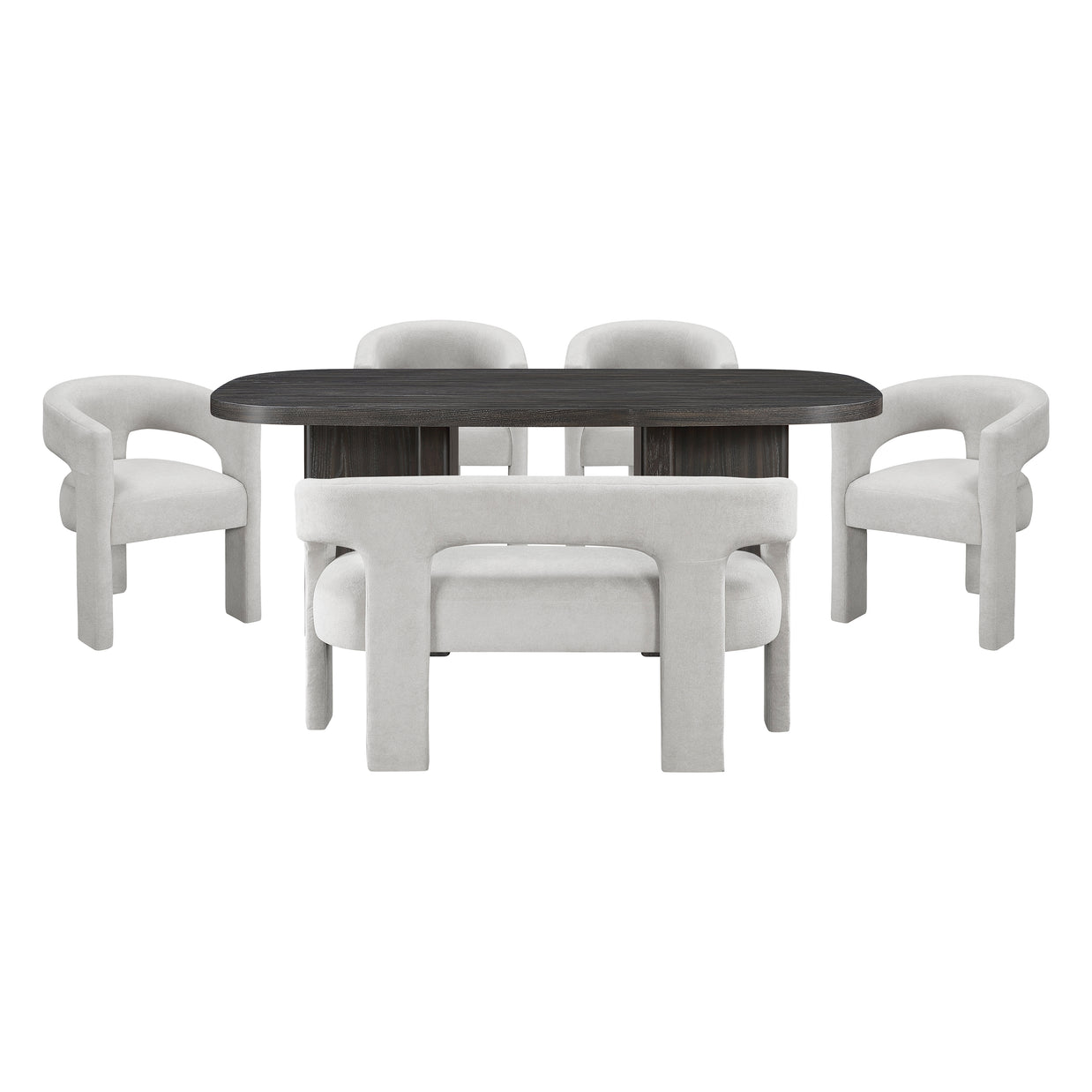 6pc Set (Table + 4 Side Chairs + Bench)