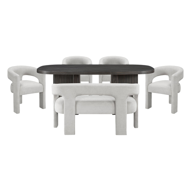 6pc Set (Table + 4 Side Chairs + Bench)
