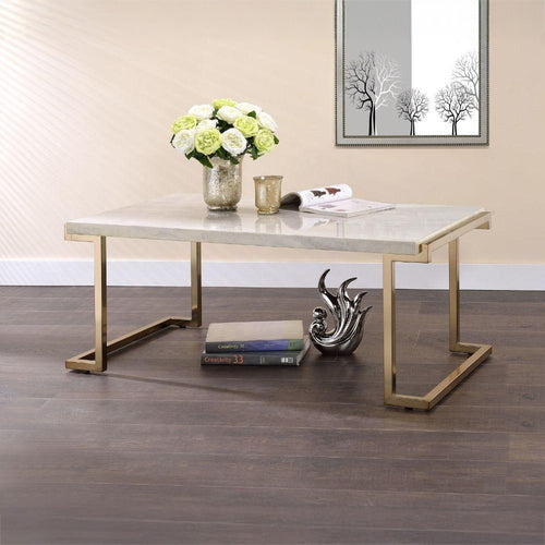 Faux Marble & Metal Coffee Table