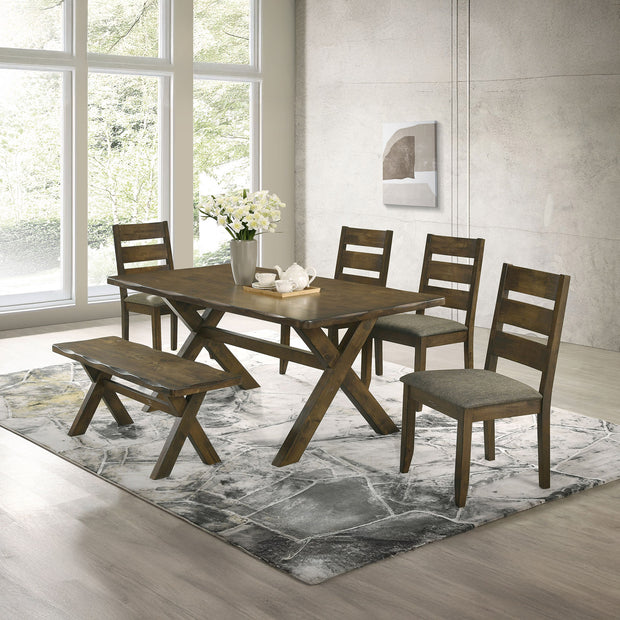 Farmhouse trestle dining set in Long Beach cottage kitchen