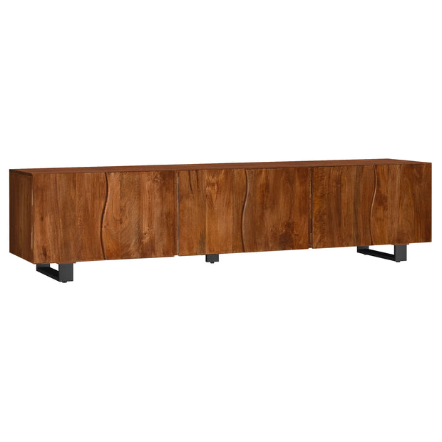 Mango Wood TV Stand with Curved Doors