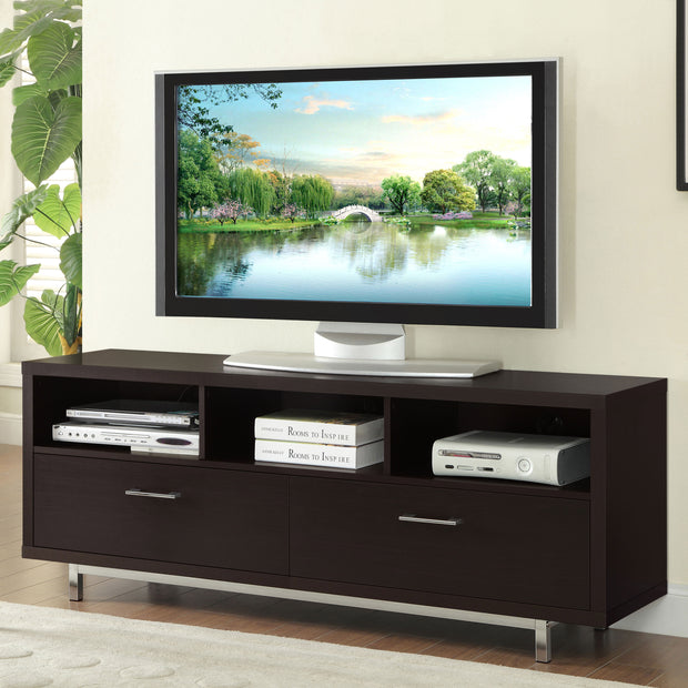 TV Stand with Two Drawers & Chrome Base