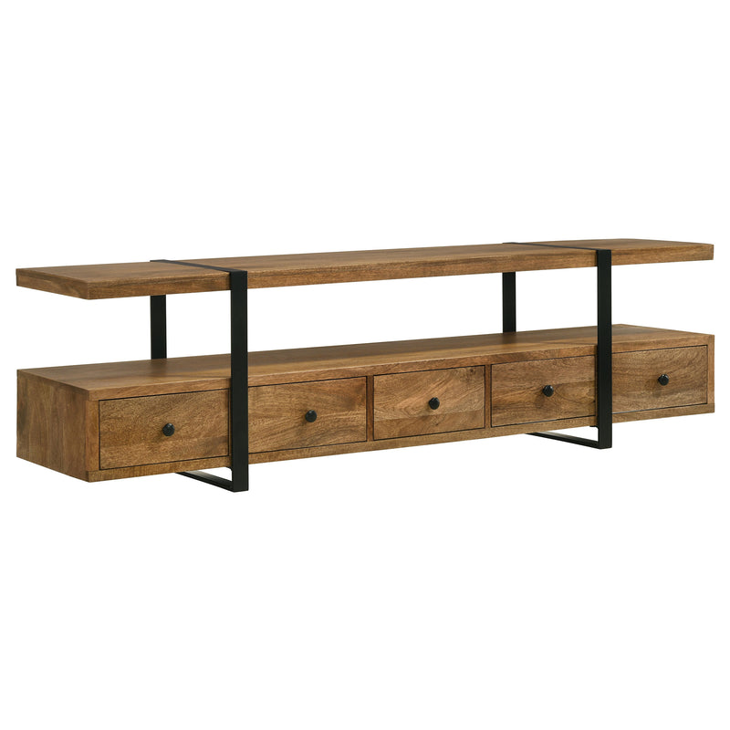 Otto 5 Drawer Mango Wood 70 Inch TV Stand Media Console Brown