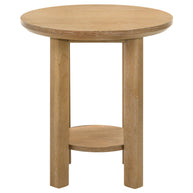 Round Wood Side Table with Shelf