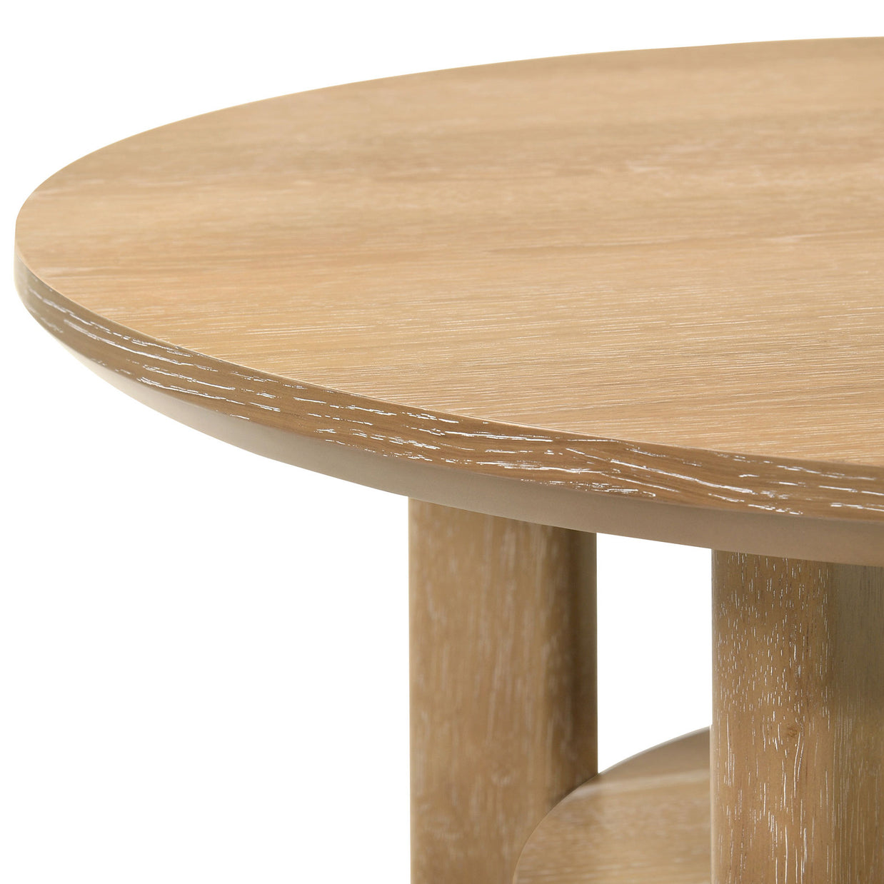 Round Wood Side Table with Shelf