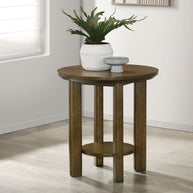 Round Wood Side Table with Shelf