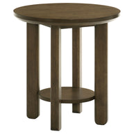 Round Wood Side Table with Shelf