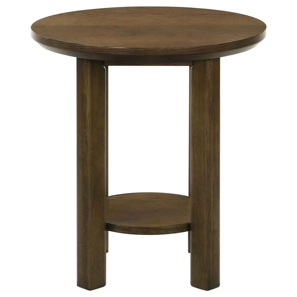 Round Wood Side Table with Shelf