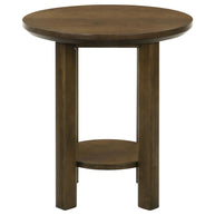Round Wood Side Table with Shelf