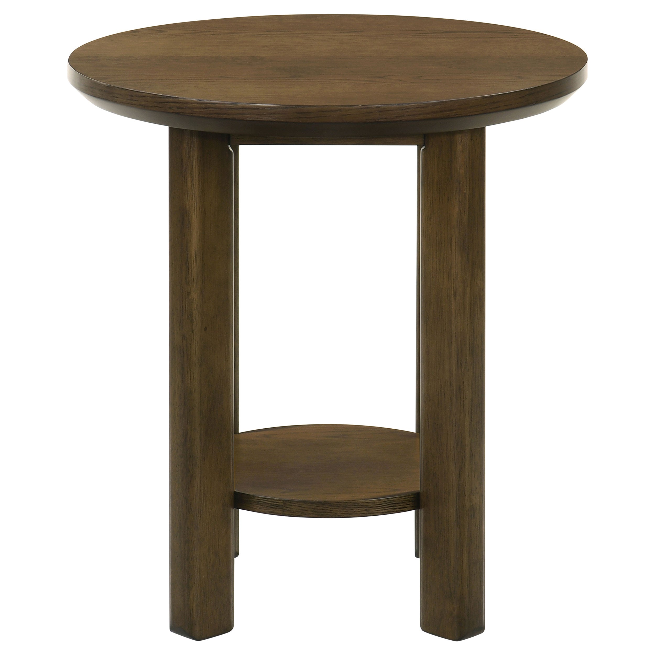 Round Wood Side Table with Shelf