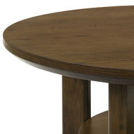Round Wood Side Table with Shelf