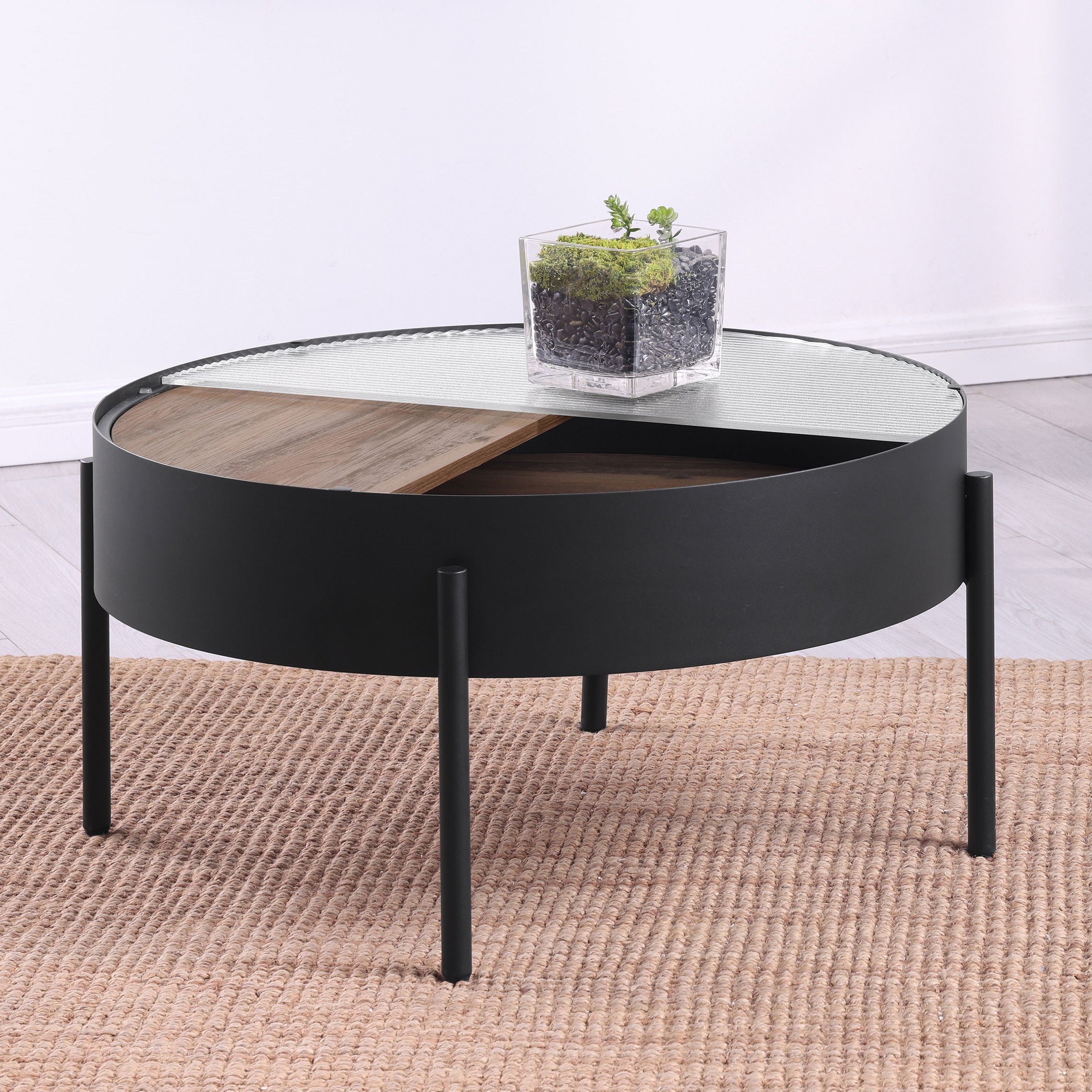 Round Coffee Table with Hidden Storage