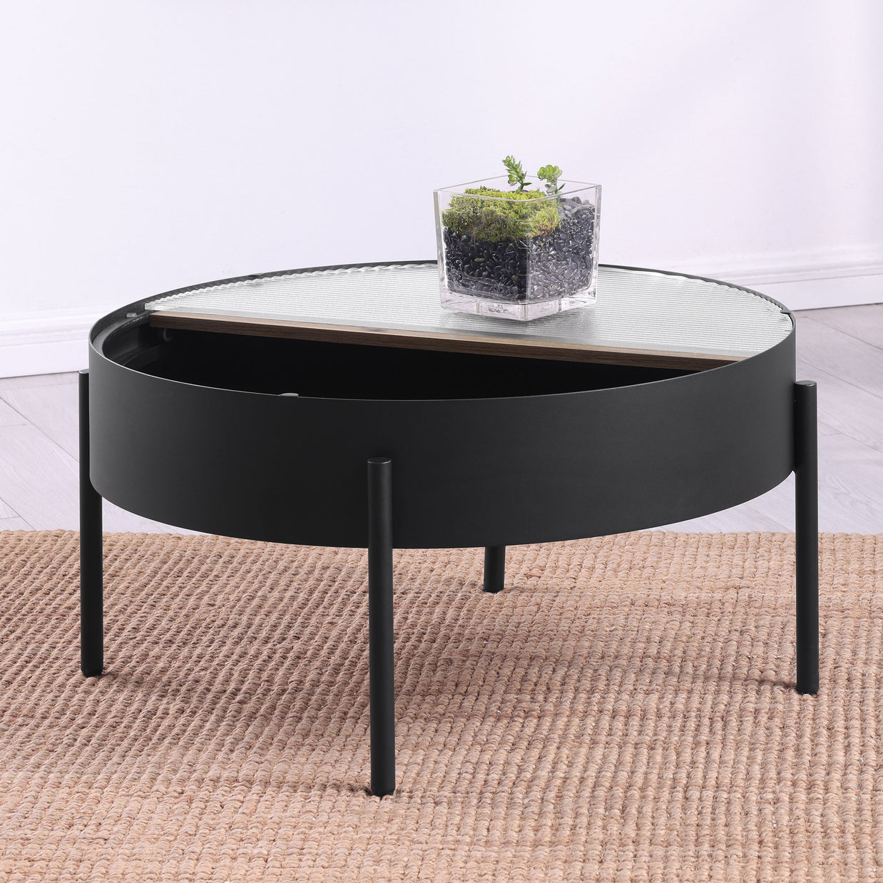 Round Coffee Table with Hidden Storage