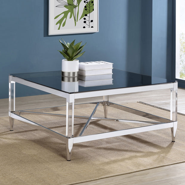 Square Mirrored Glass Coffee Table